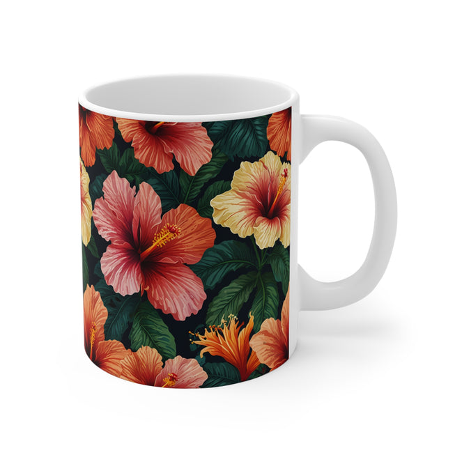 Hibiscus Flower Pattern Mug 11oz