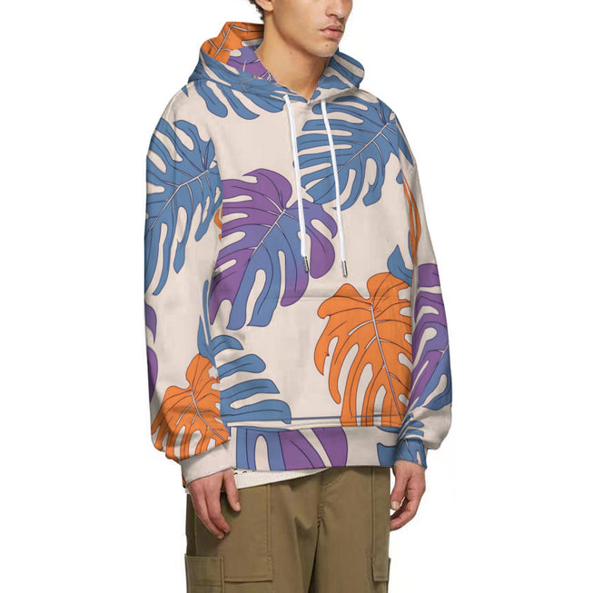 Bold Tropical Leaf Pattern Adult Hoodie