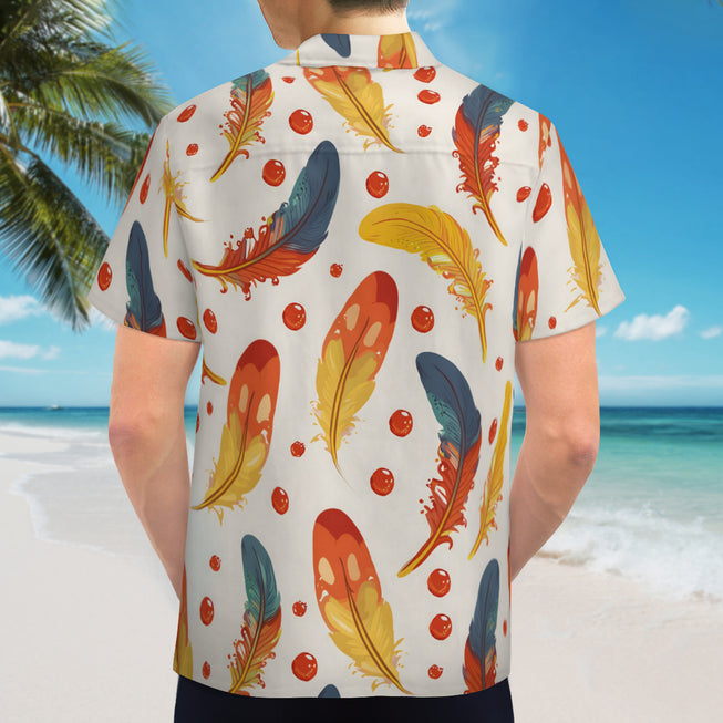 Vibrant Feathers Men's Casual Short-Sleeved Shirt