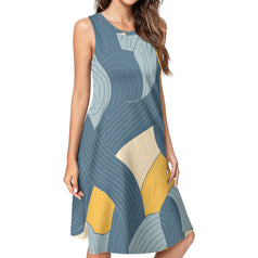 Abstract Orange And Blue Women's Casual Dress