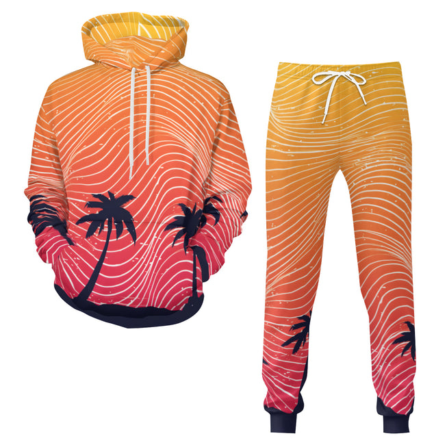 Sunset Pattern Men's Adult Hoodie Set