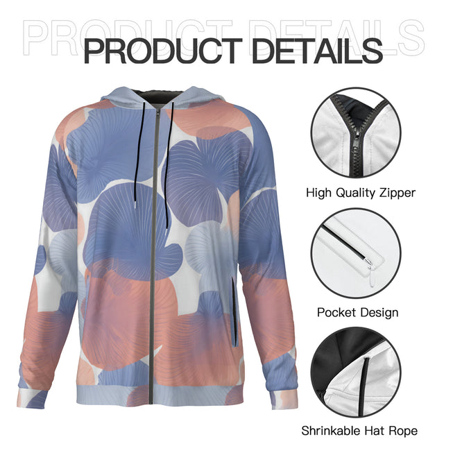 Floral Shapes Pattern Men's Zip Up Hoodie