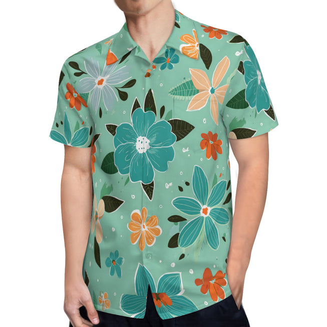 Floral Seamless Pattern Men's Casual Short-Sleeved Shirt