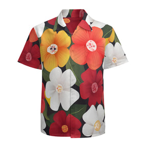 Floral Pattern Men's Casual Short-Sleeved Shirt