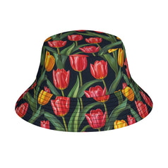 Tulip Pattern Double-Sided Unisex Polyester Bucket Hat