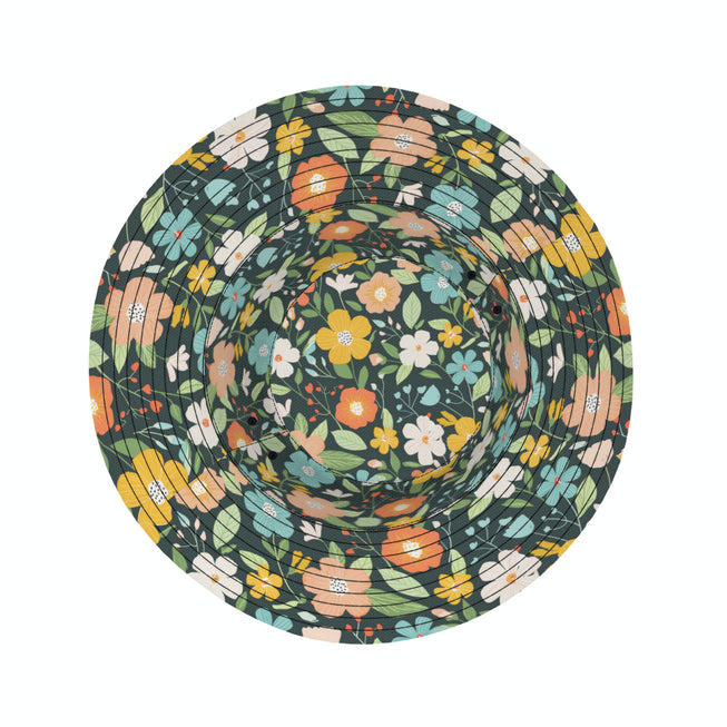 Floral Seamless Pattern Double-Sided Unisex Polyester Bucket Hat