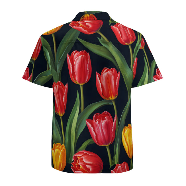 Tulip Pattern Men's Casual Short-Sleeved Shirt