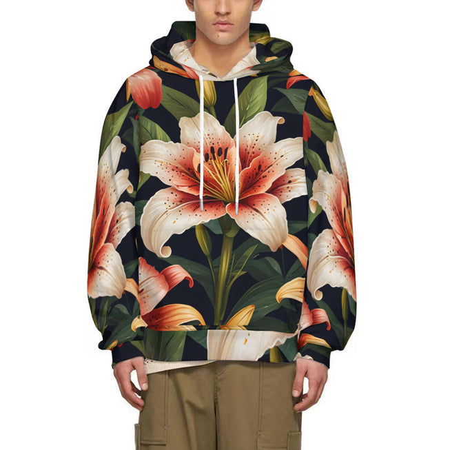 Lily Flower Pattern Adult Hoodie