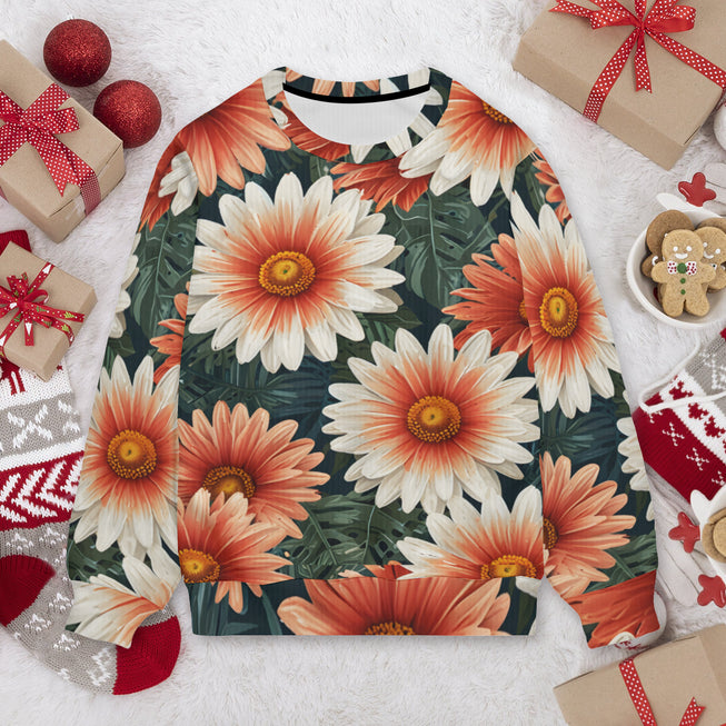 Daisy Pattern Crew Neck Sweater