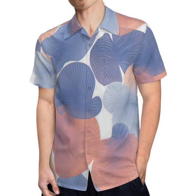 Floral Shapes Pattern Men's Casual Short-Sleeved Shirt