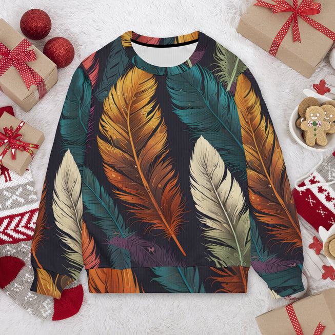 Elegant Feathers Crew Neck Sweater