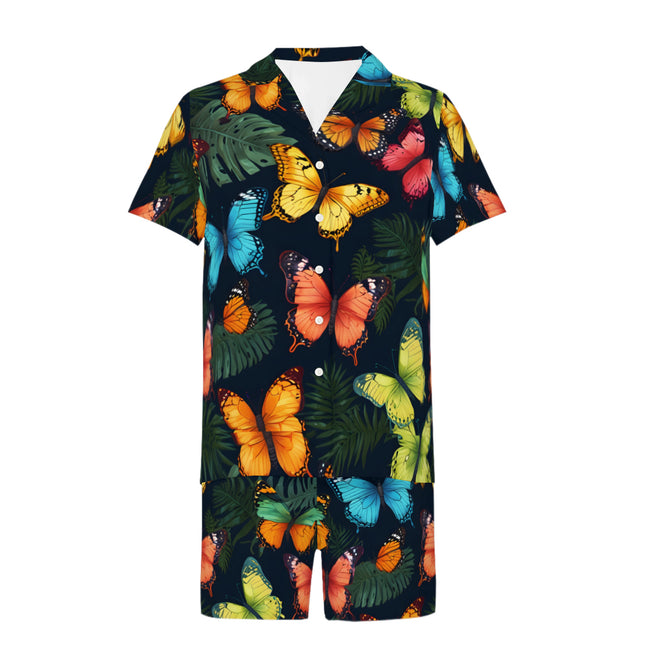 Tropical Butterfly Men's Shirt And Short Set