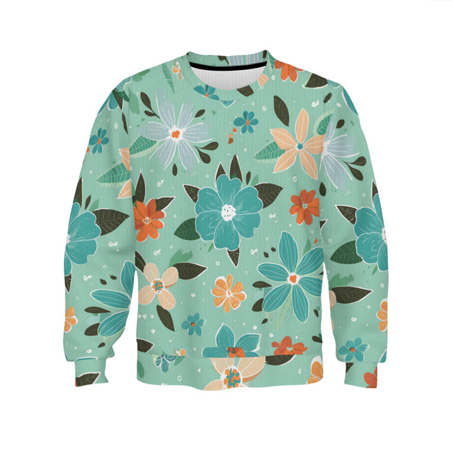 Floral Seamless Pattern Crew Neck Sweater