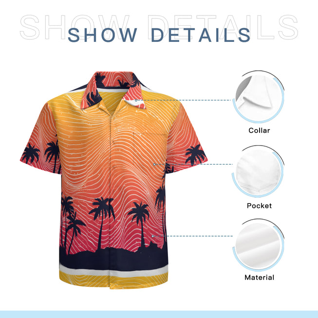 Sunset Pattern Men's Casual Short-Sleeved Shirt