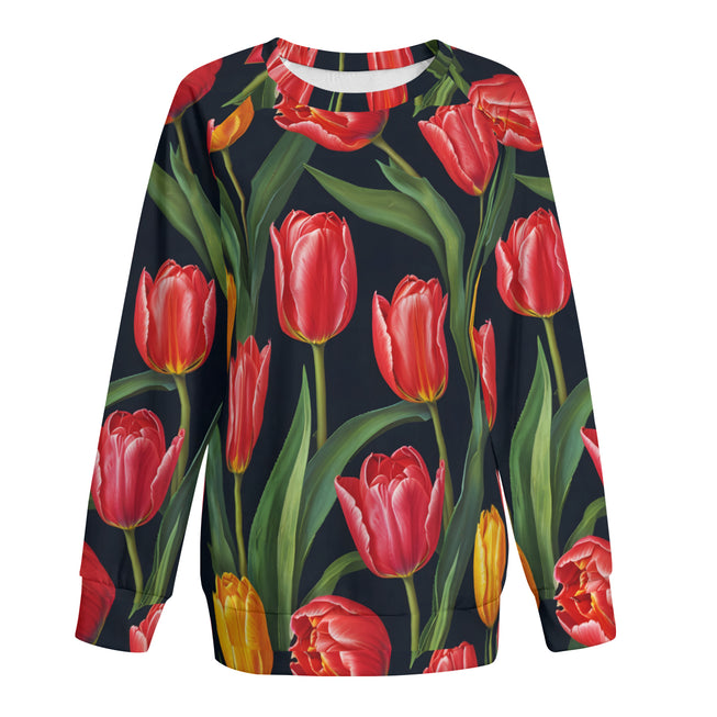 Tulip Pattern Women's Raglan Long Sleeved Sweatshirt