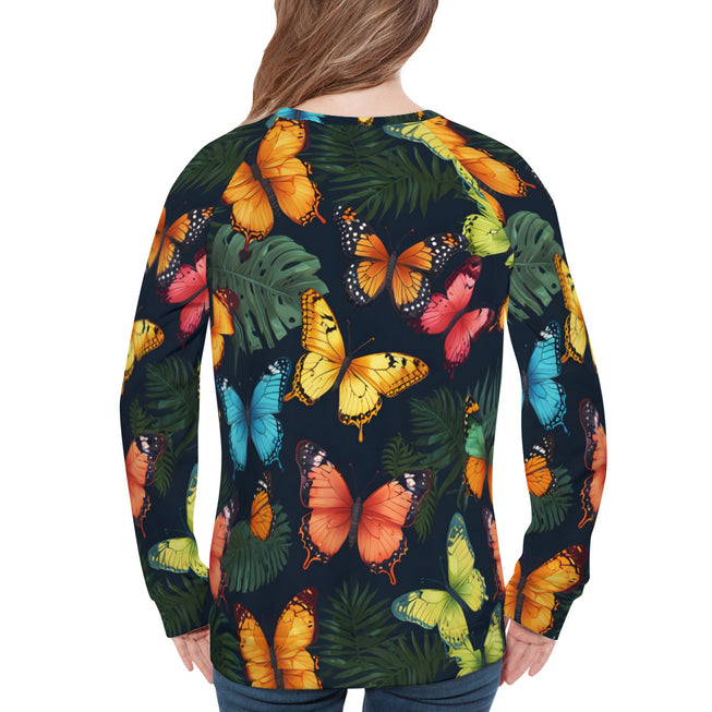 Tropical Butterfly Women's Raglan Long Sleeved Sweatshirt