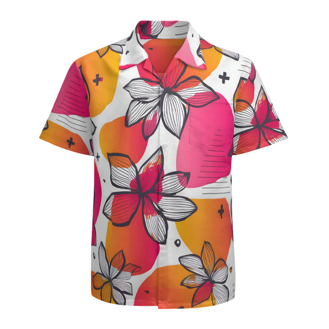 Floral Shapes Men's Casual Short-Sleeved Shirt