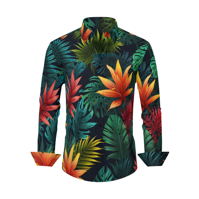 Tropical Pattern Men's Classic Long-Sleeved Shirt