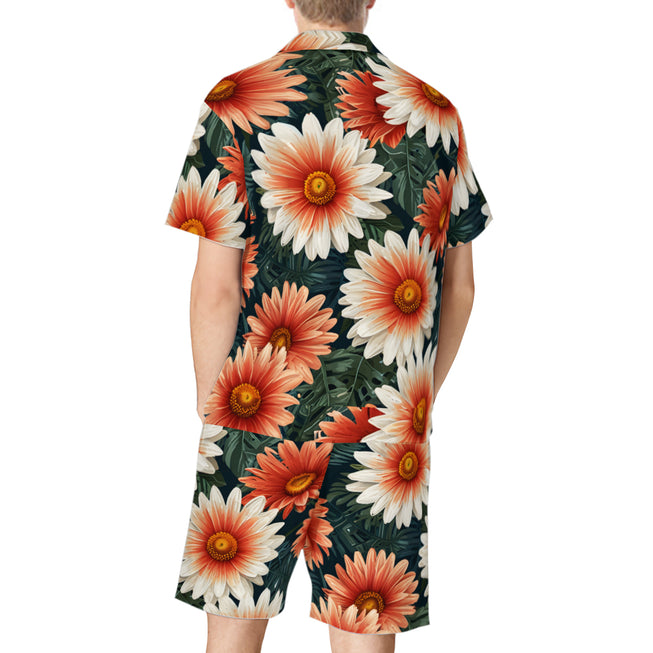 Daisy pattern Men's Shirt And Short Set