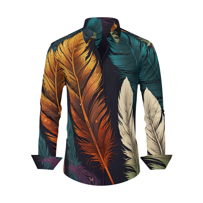 Elegant Feathers Men's Classic Long-Sleeved Shirt