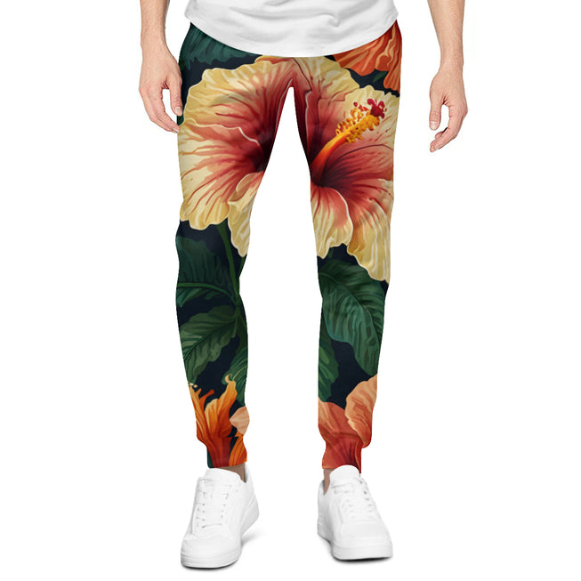 Hibiscus Tropical Pattern Men's Adult Hoodie Set