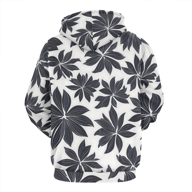 Black Floral Shapes Adult Hoodie