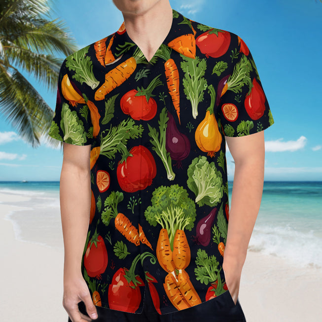 Veggies Pattern Women's Men's Casual Sort-Sleeved Shirt