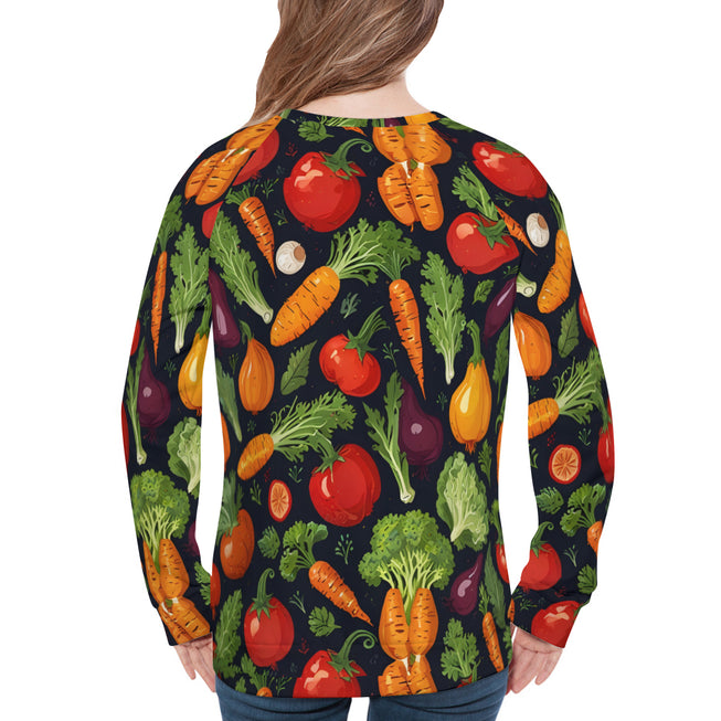 Veggies Pattern Women's Raglan Long Sleeved Sweatshirt