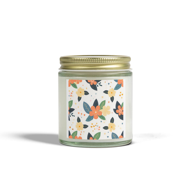 Floral Pattern Scented Coconut Apricot Candles (4oz, 9oz)