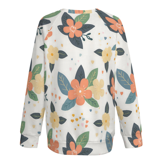 Firefly Floral Seamless Pattern  Women's Raglan Long Sleeved Sweatshirt