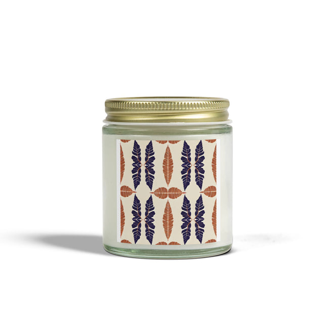 Tropical Leaf Pattern Scented Coconut Apricot Candles (4oz, 9oz)