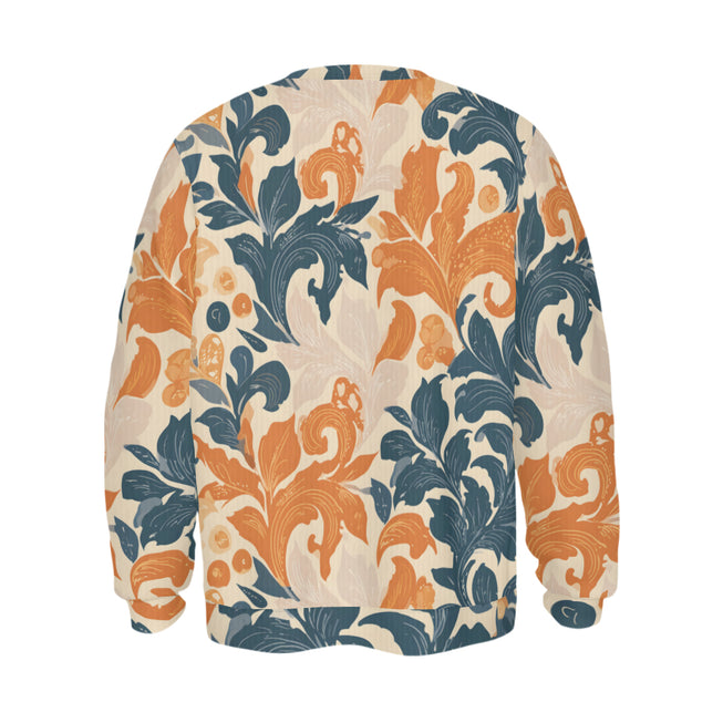 Orange Floral Crew Neck Sweater