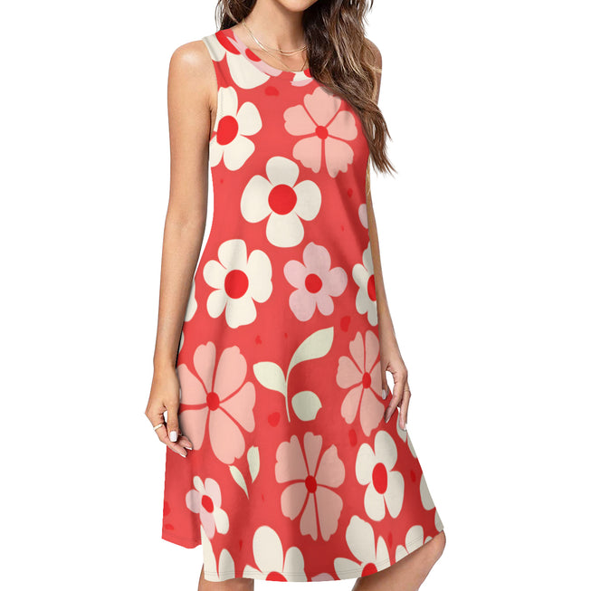 Red Floral Women's Casual Dress