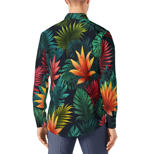 Tropical Pattern Men's Classic Long-Sleeved Shirt