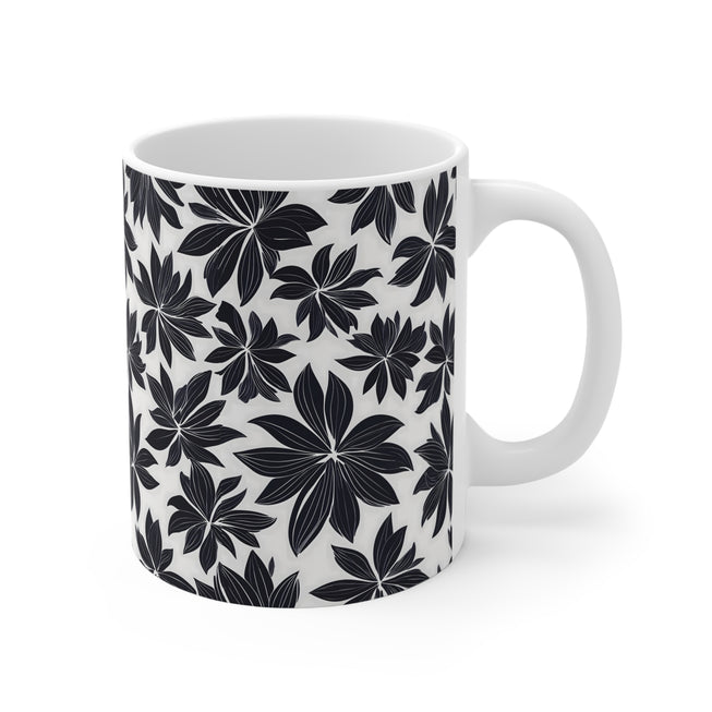 Black Leaf Pattern Mug 11oz