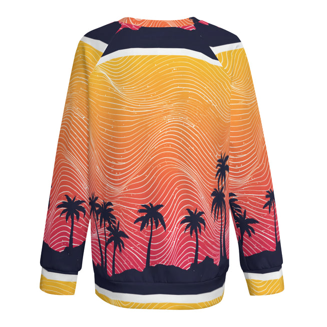 Sunset Pattern Women's Raglan Long Sleeved Sweatshirt