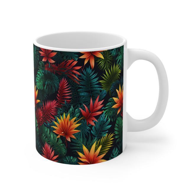 Tropical Flower Pattern Mug 11oz