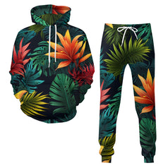 Tropical Pattern Men's Adult Hoodie Set