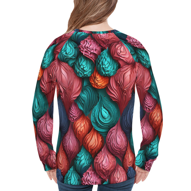 Abstract Seamless Pattern Women's Raglan Long Sleeved Sweatshirt