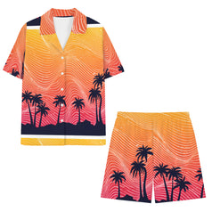 Sunset Pattern Men's Shirt And Short Set