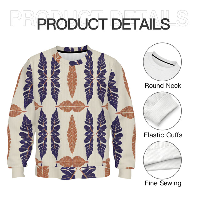 Tropical Leaf Crew Neck Sweater