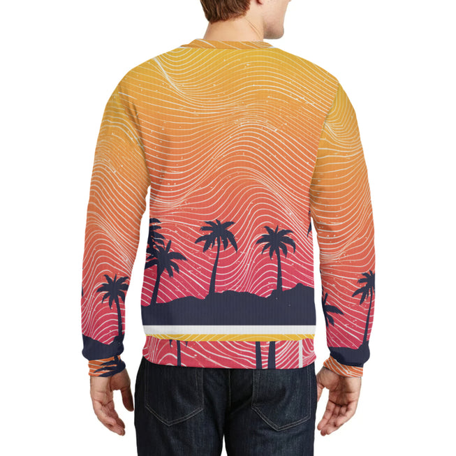 Sunset Pattern Crew Neck Sweater