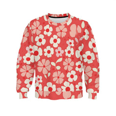 Red Floral Crew Neck Sweater