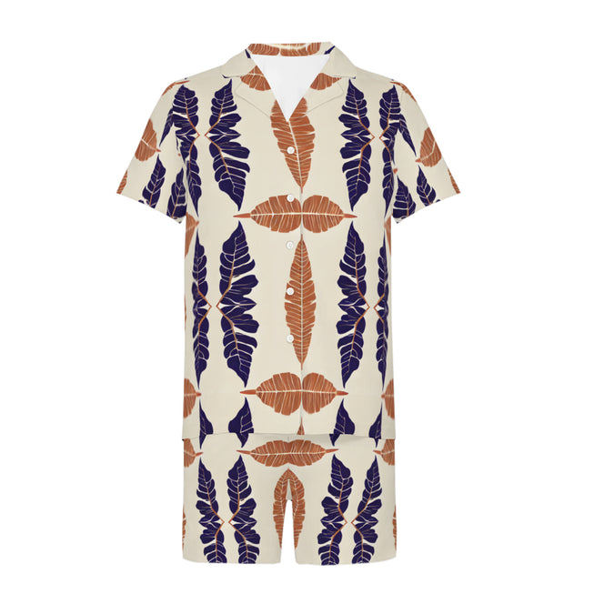 Tropical Leaf Men's Shirt And Short Set