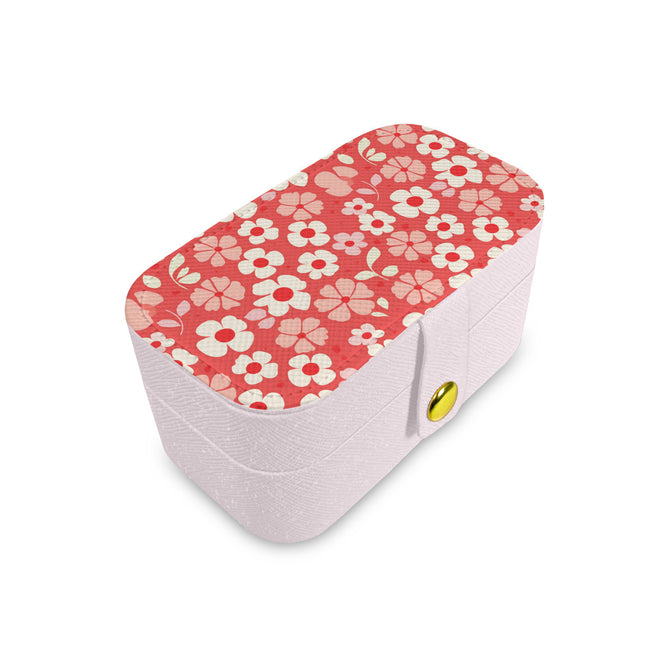 Red Floral Personalized Portable Jewelry Box