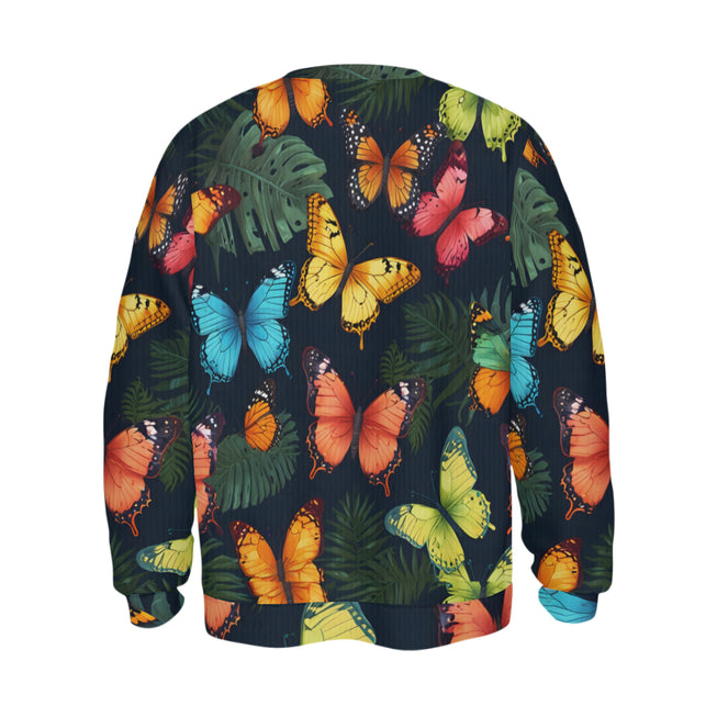 Tropical Butterfly Crew Neck Sweater