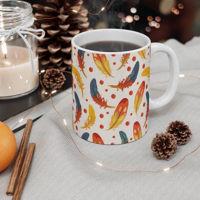 Vibrant Feather PatternMug 11oz