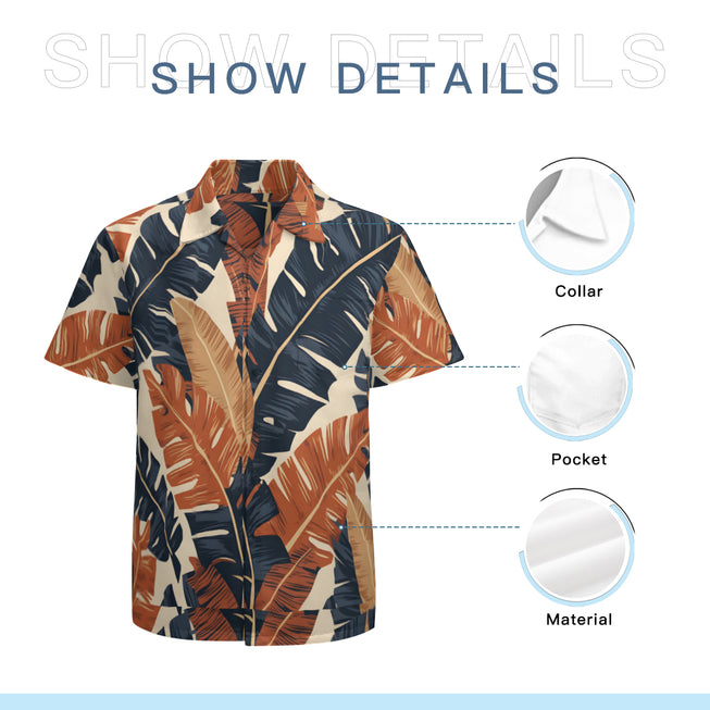 Tropical Leaves Men's Casual Short-Sleeved Shirt