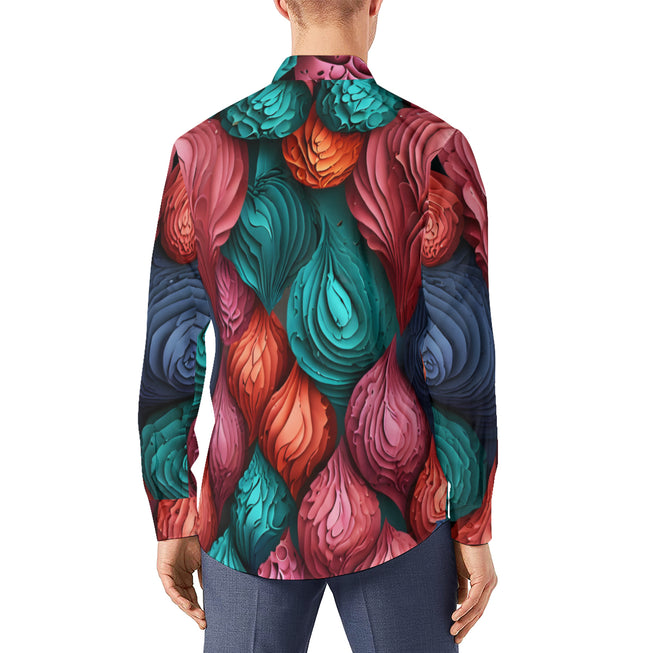 Abstract Seamless Pattern Men's Classic Long-Sleeved Shirt