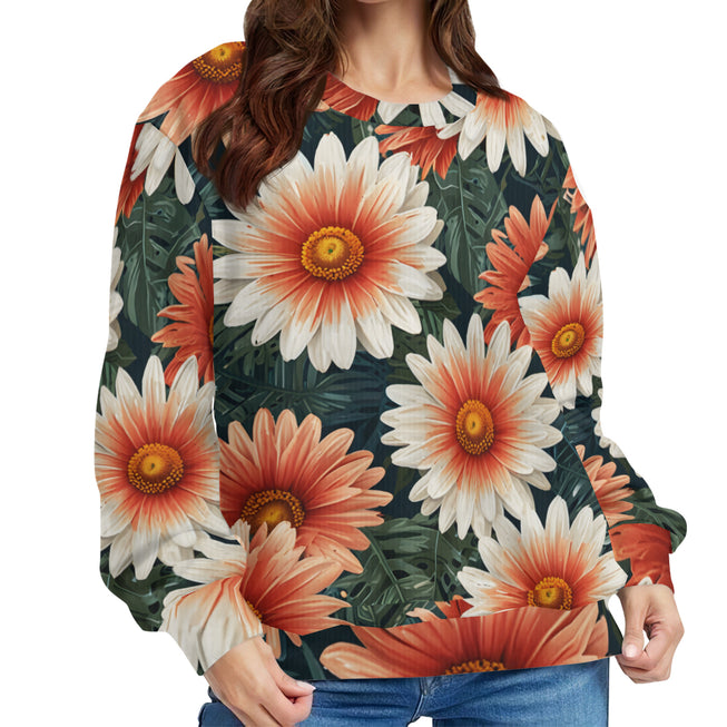 Daisy Pattern Crew Neck Sweater